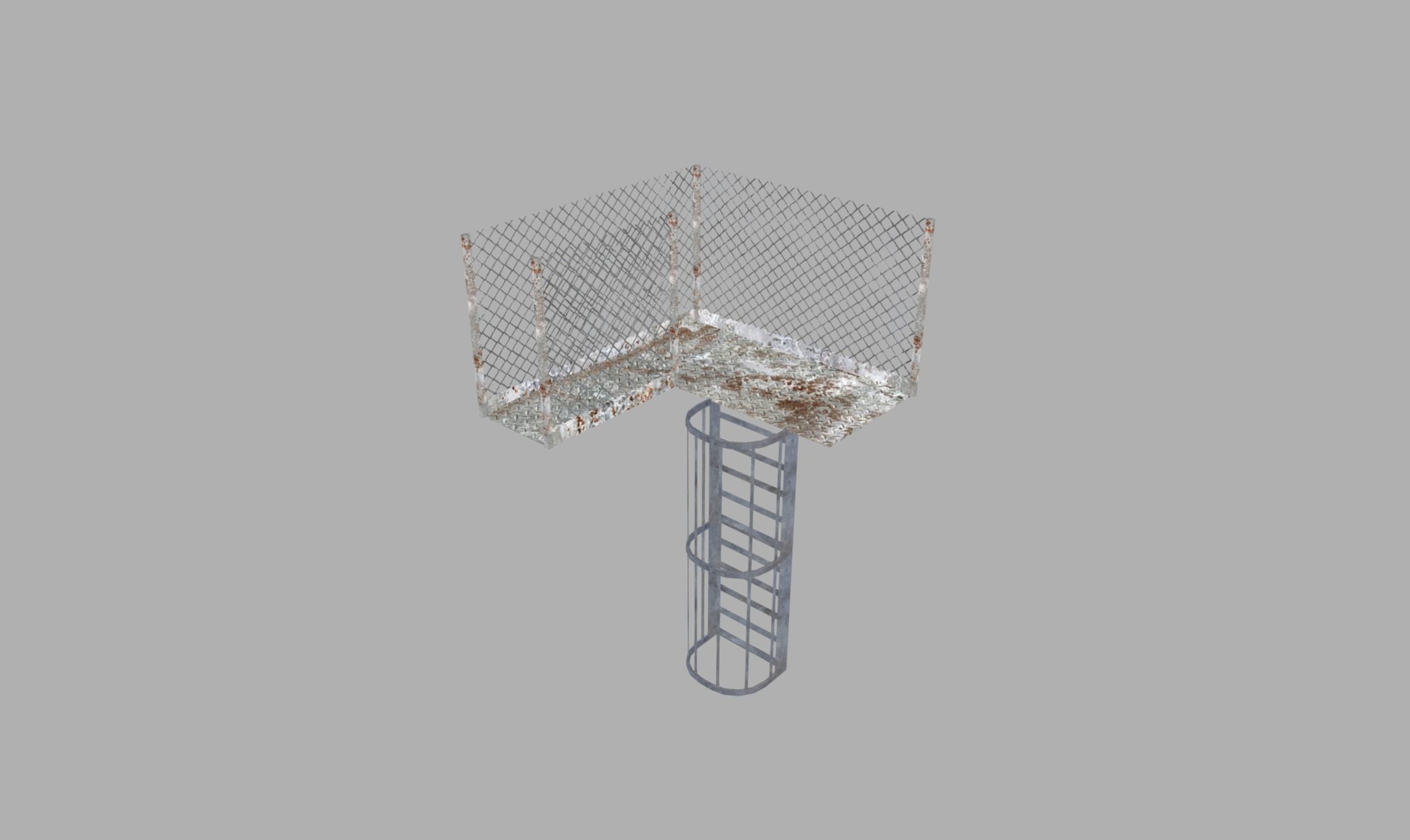 Metal Walkway and Ladder Free low-poly 3D model_2