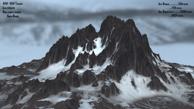 snow mountain   Low-poly 3D model