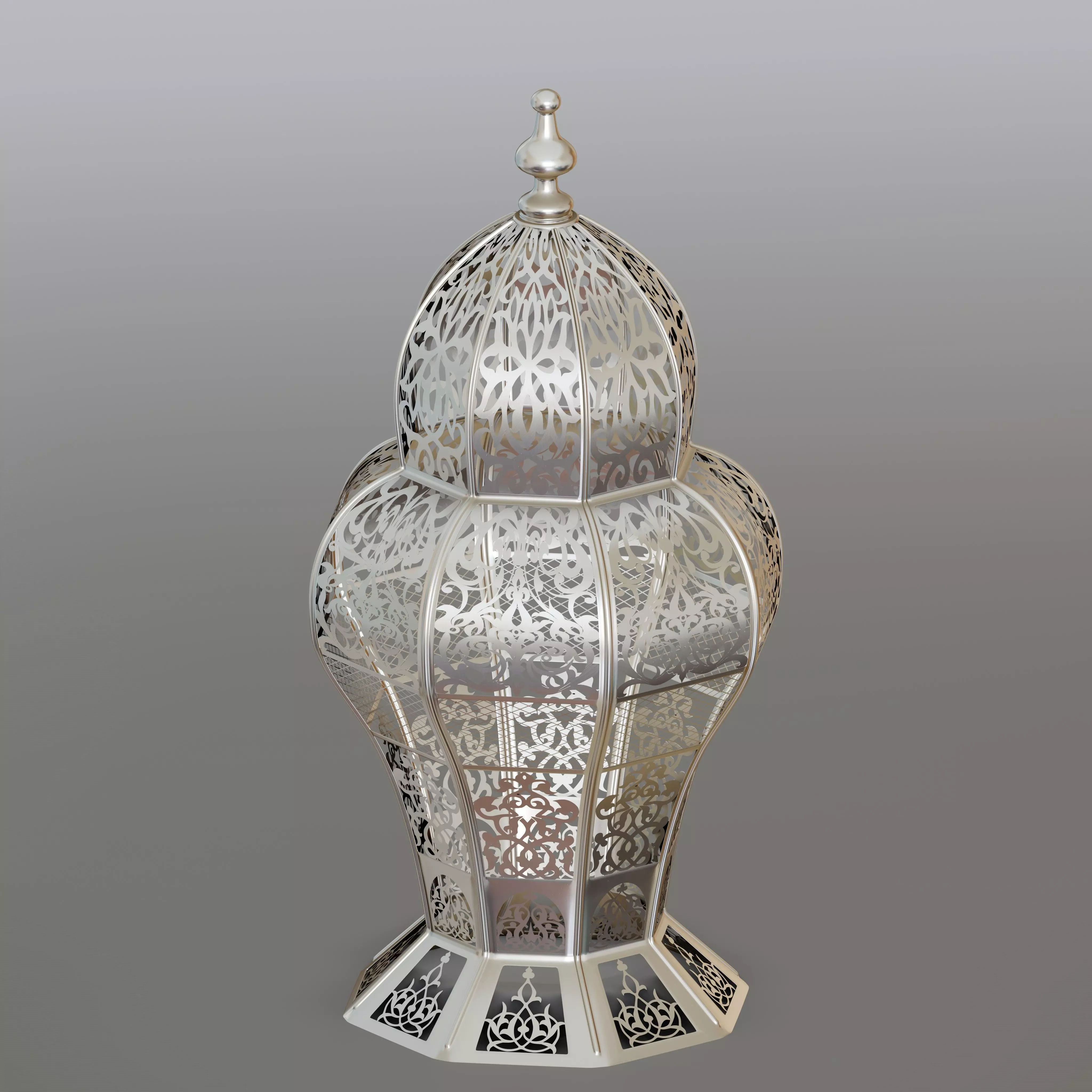 Floral moroccan lantern 3D model_0