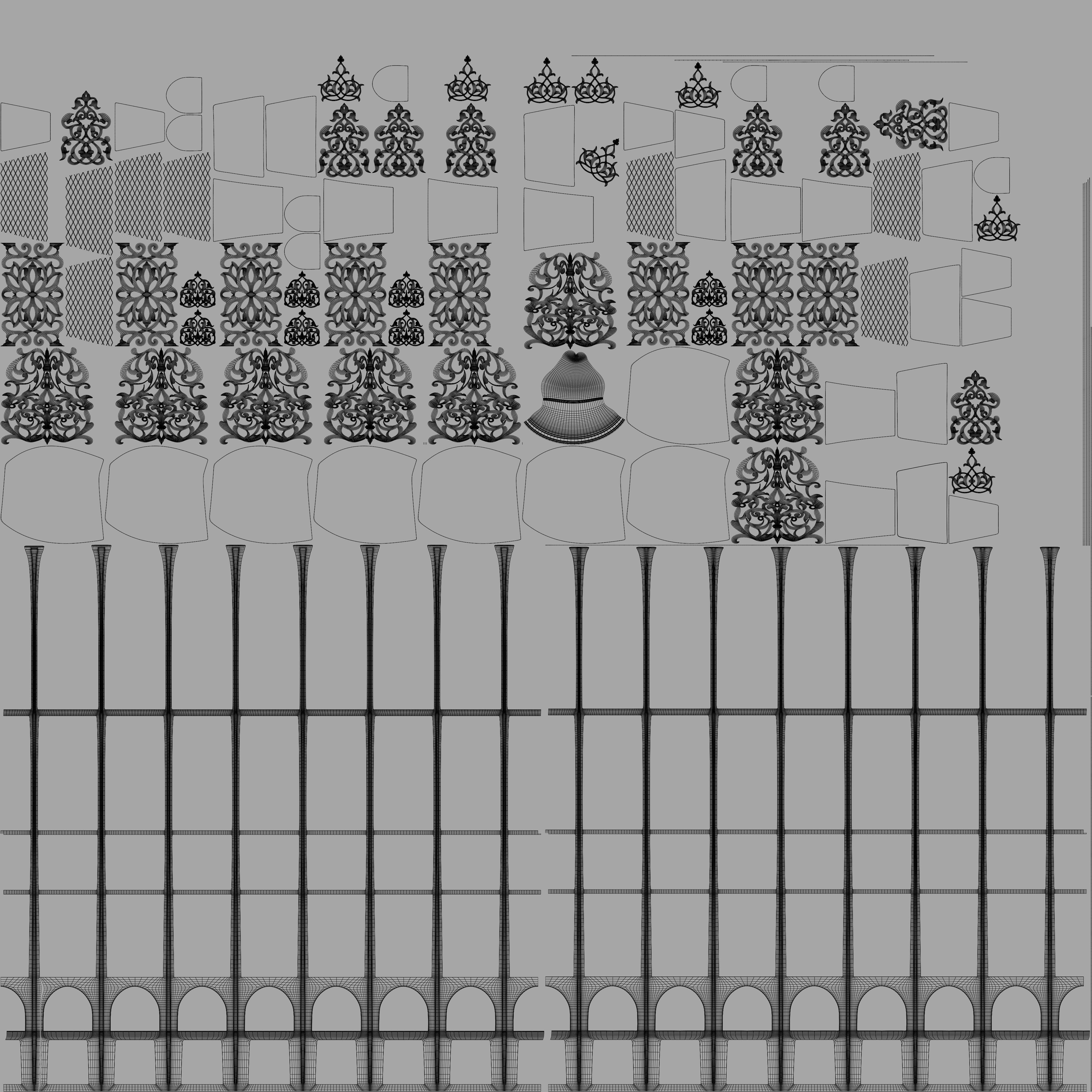 Floral moroccan lantern 3D model_8