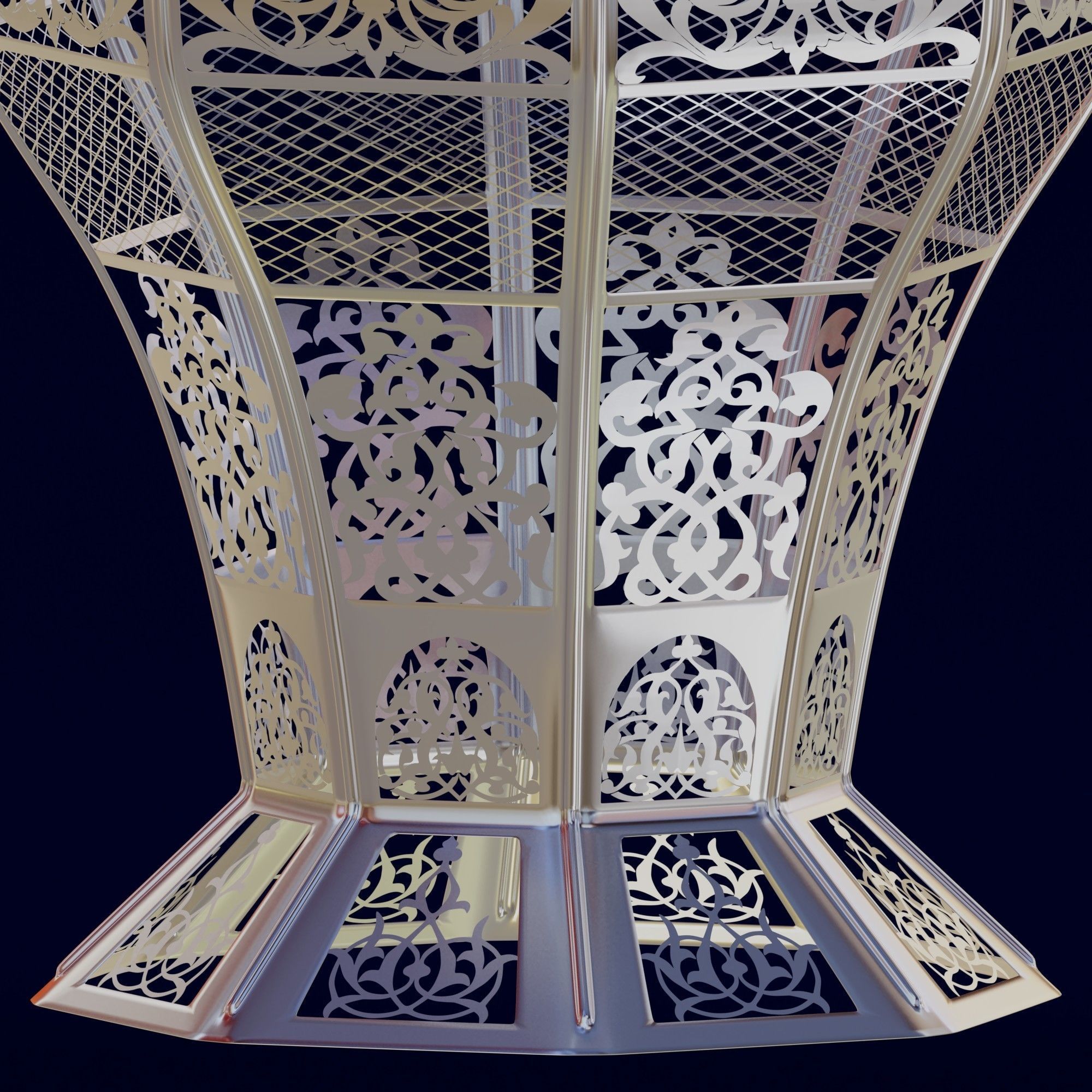 Floral moroccan lantern 3D model_3