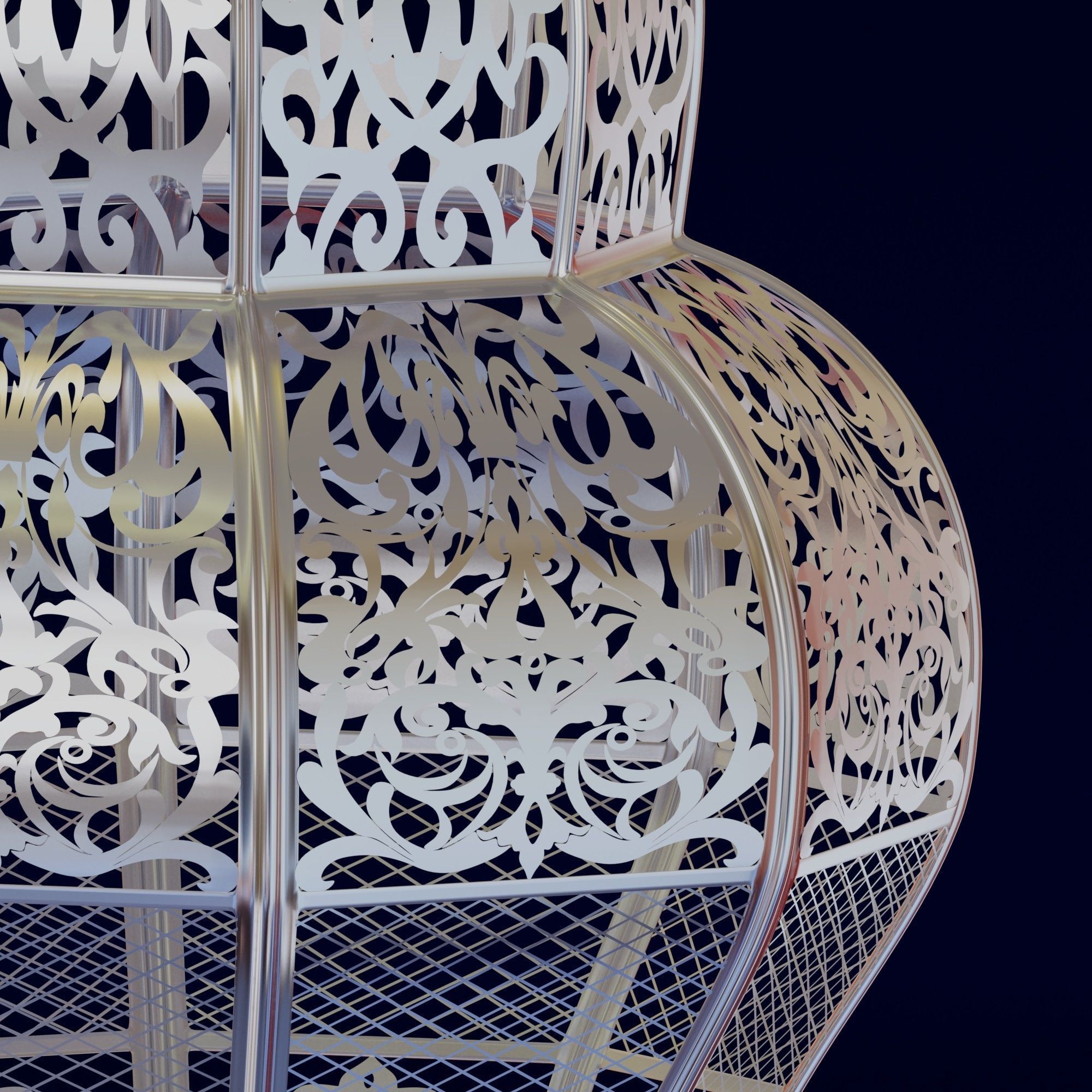 Floral moroccan lantern 3D model_2