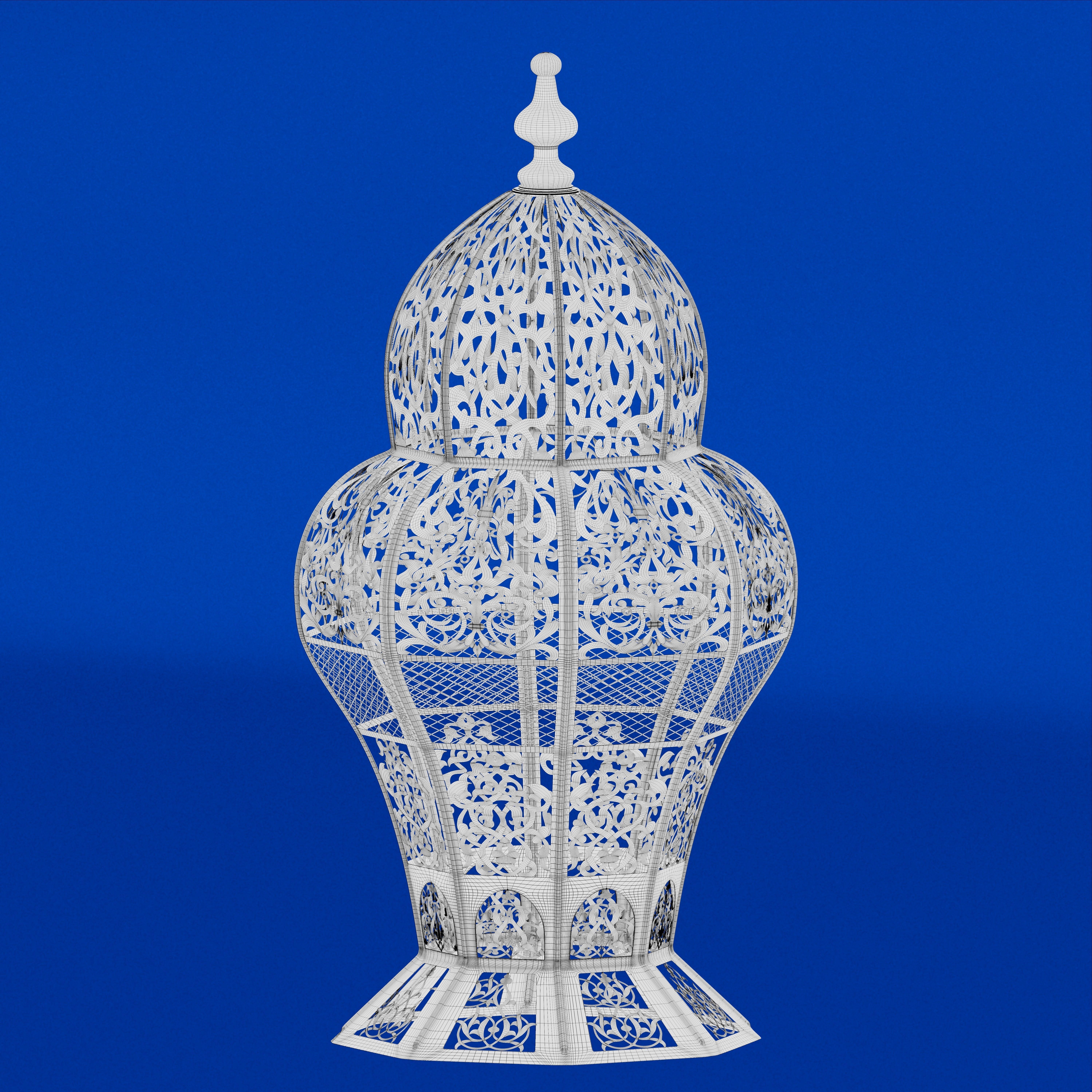 Floral moroccan lantern 3D model_4