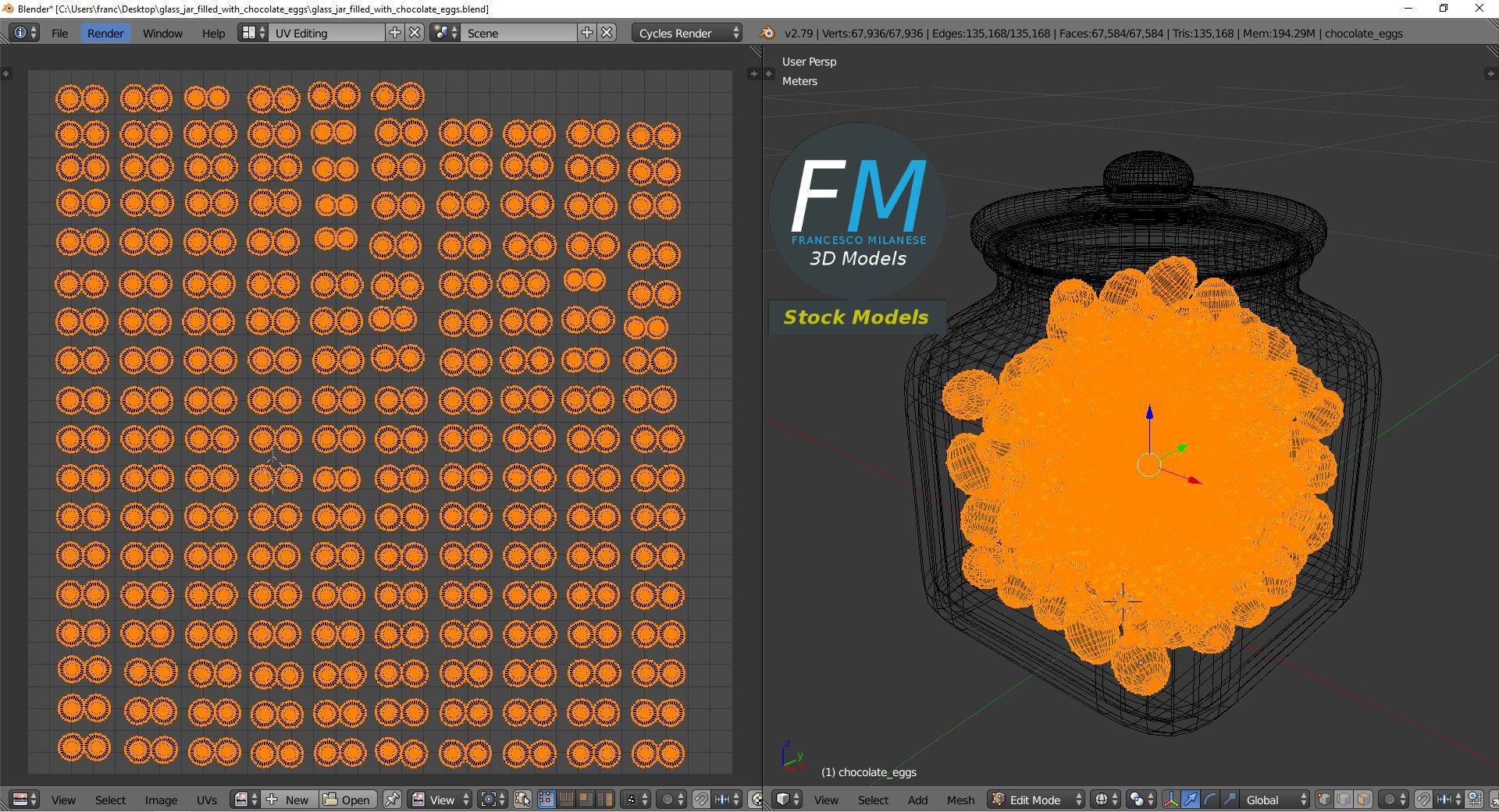 Glass jar filled with chocolate eggs 3D model_10