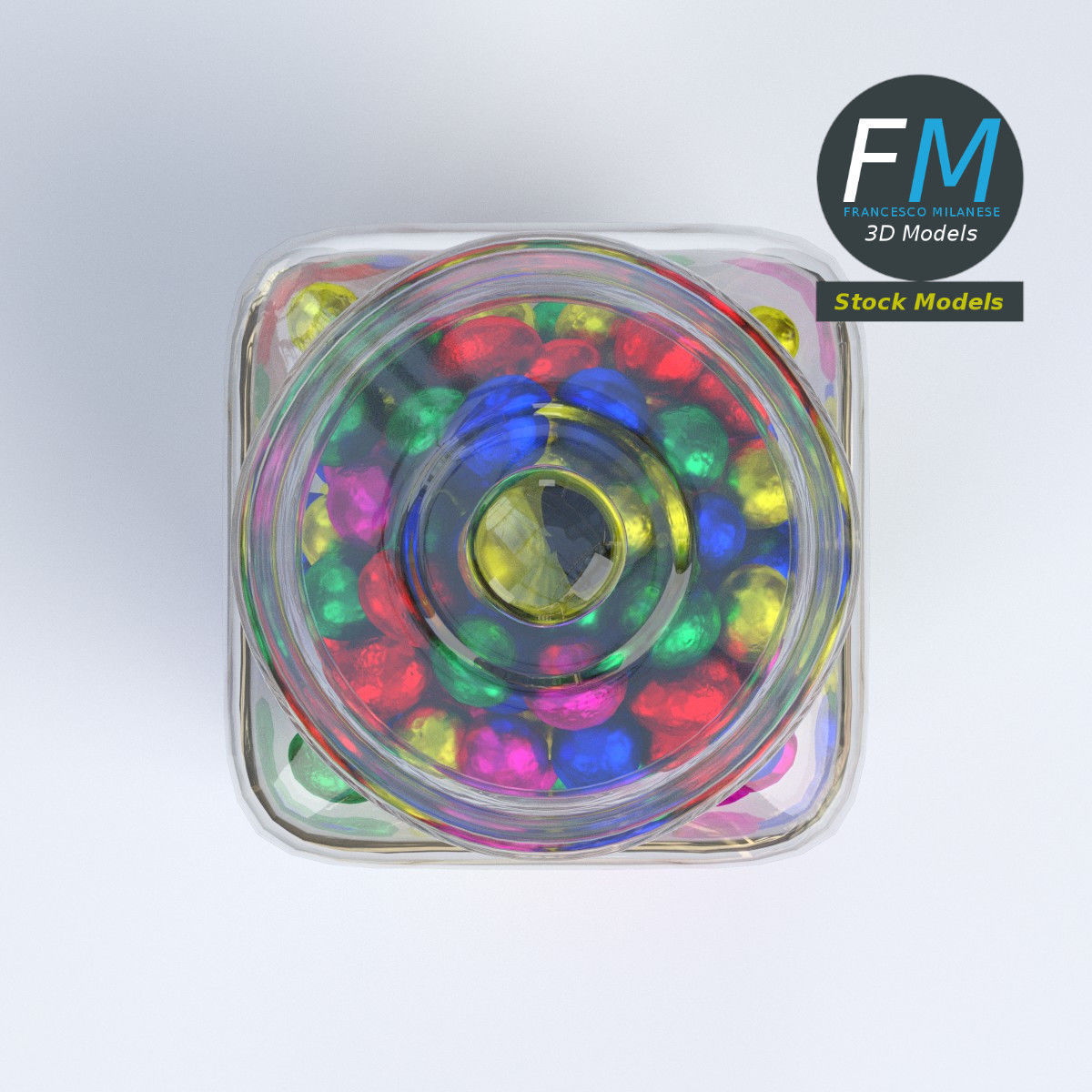 Glass jar filled with chocolate eggs 3D model_6