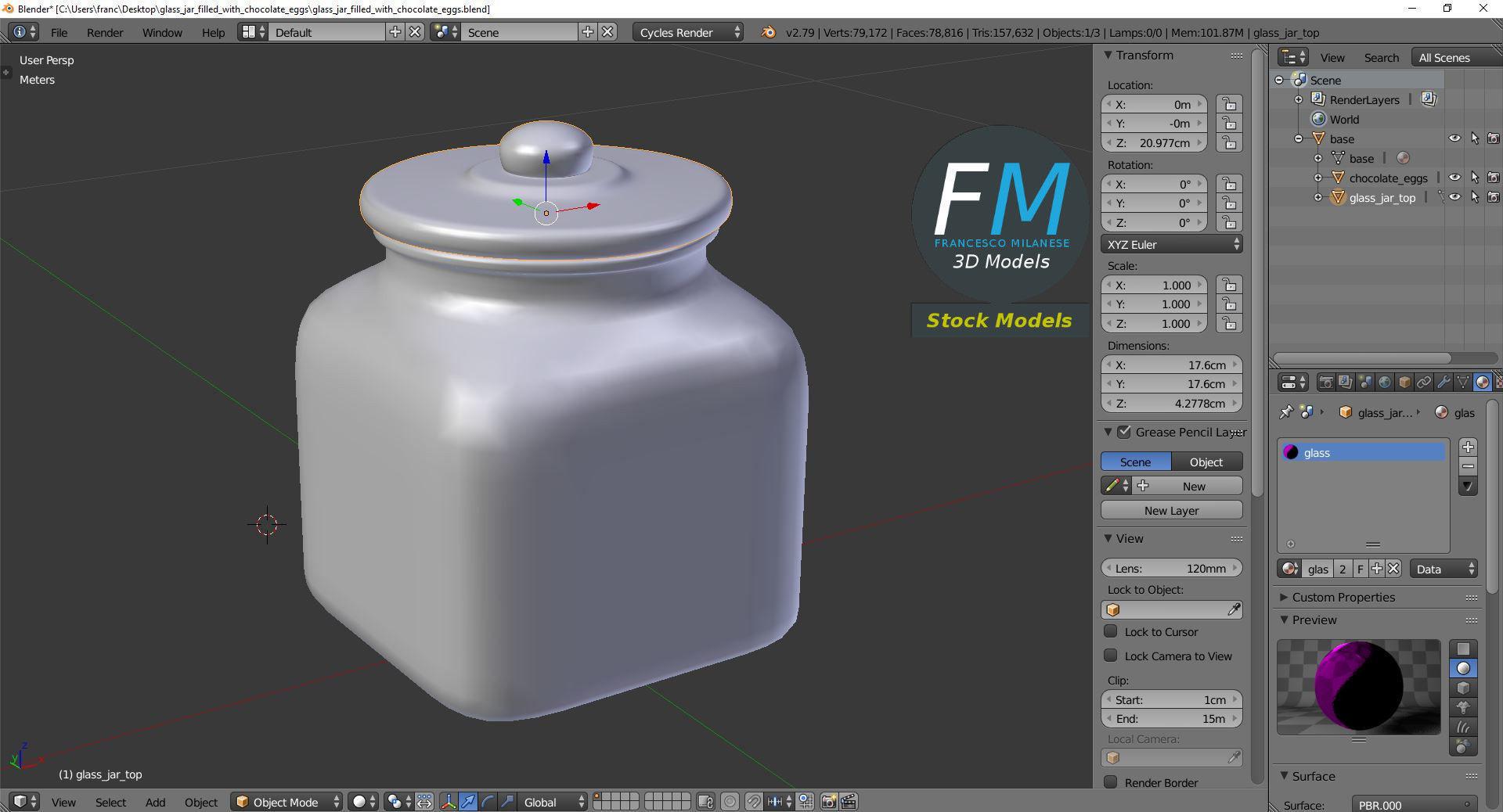 Glass jar filled with chocolate eggs 3D model_9