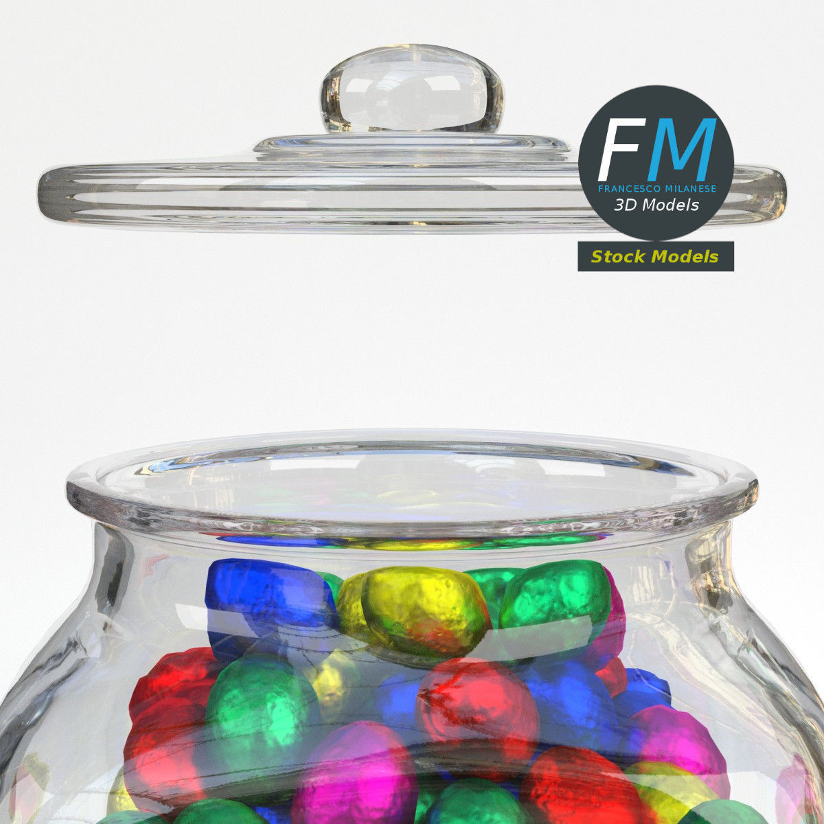 Glass jar filled with chocolate eggs 3D model_4