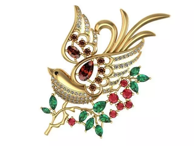 brooch bird 3D print model_0