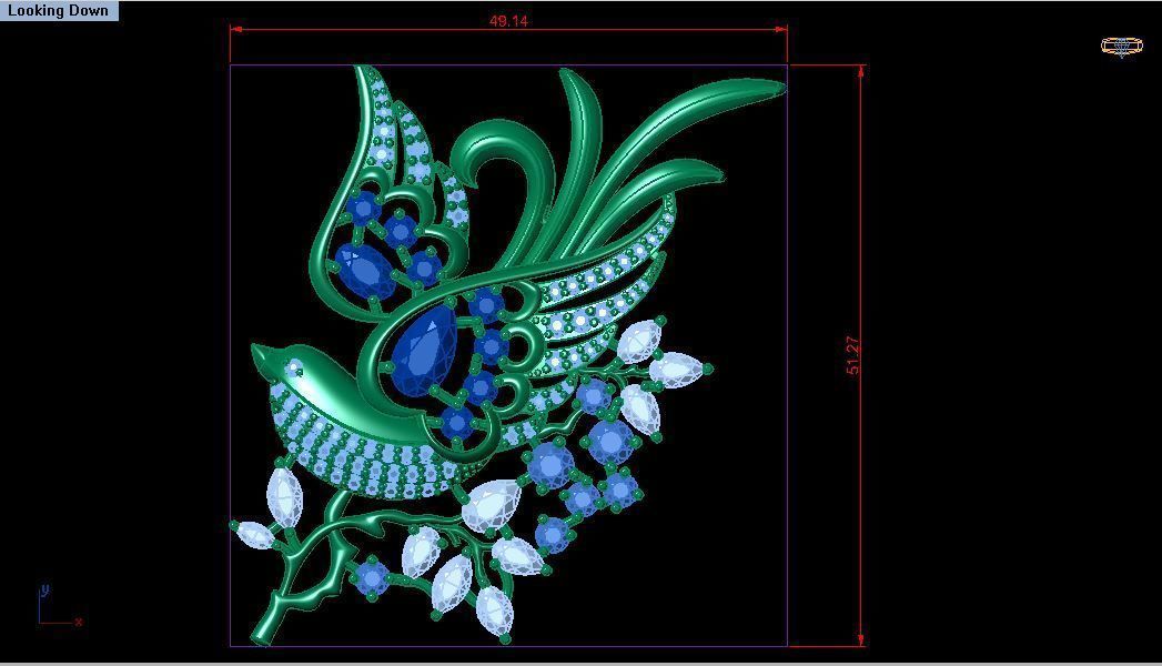 brooch bird 3D print model_4