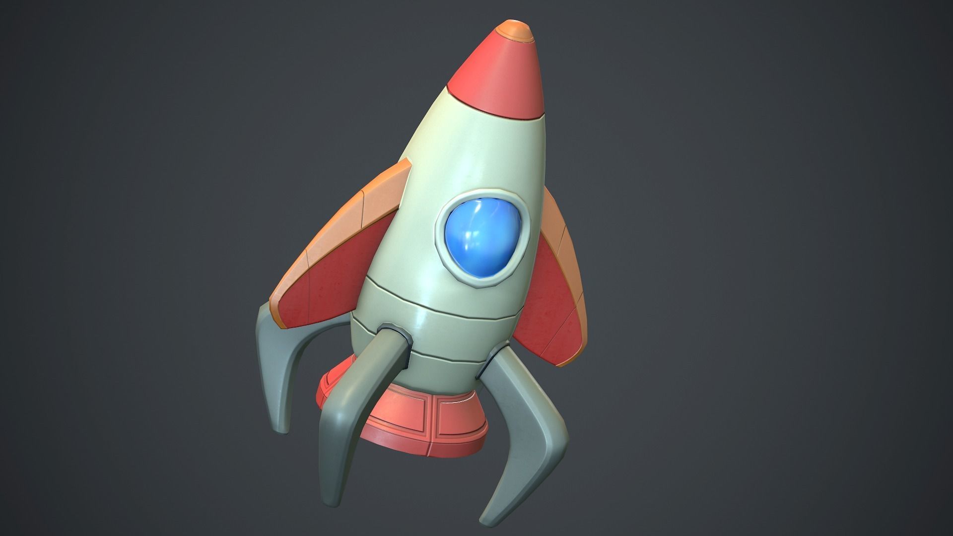 Cartoon Rocket PBR Game Ready  Low-poly 3D model_7