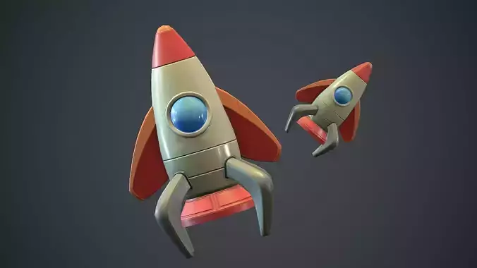Cartoon Rocket PBR Game Ready  Low-poly 3D model