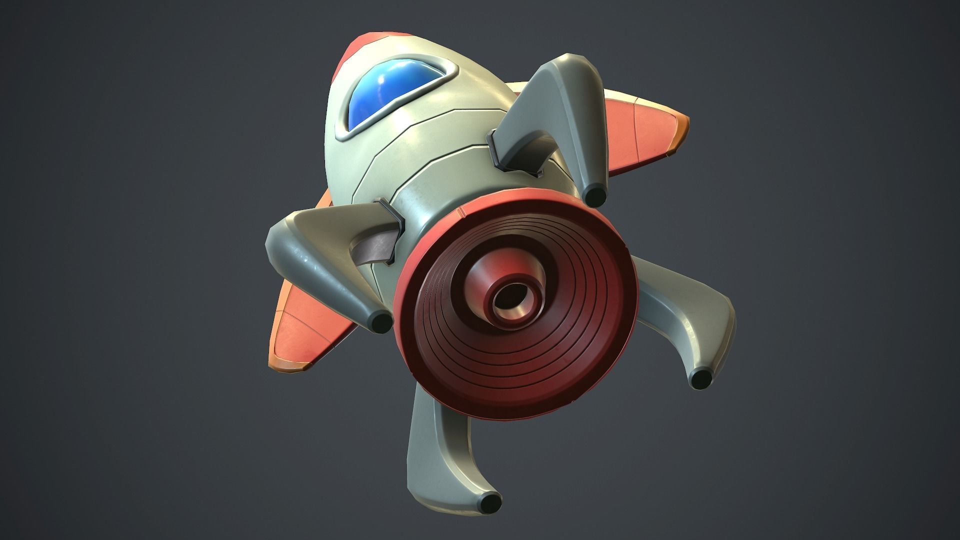 Cartoon Rocket PBR Game Ready  Low-poly 3D model_6