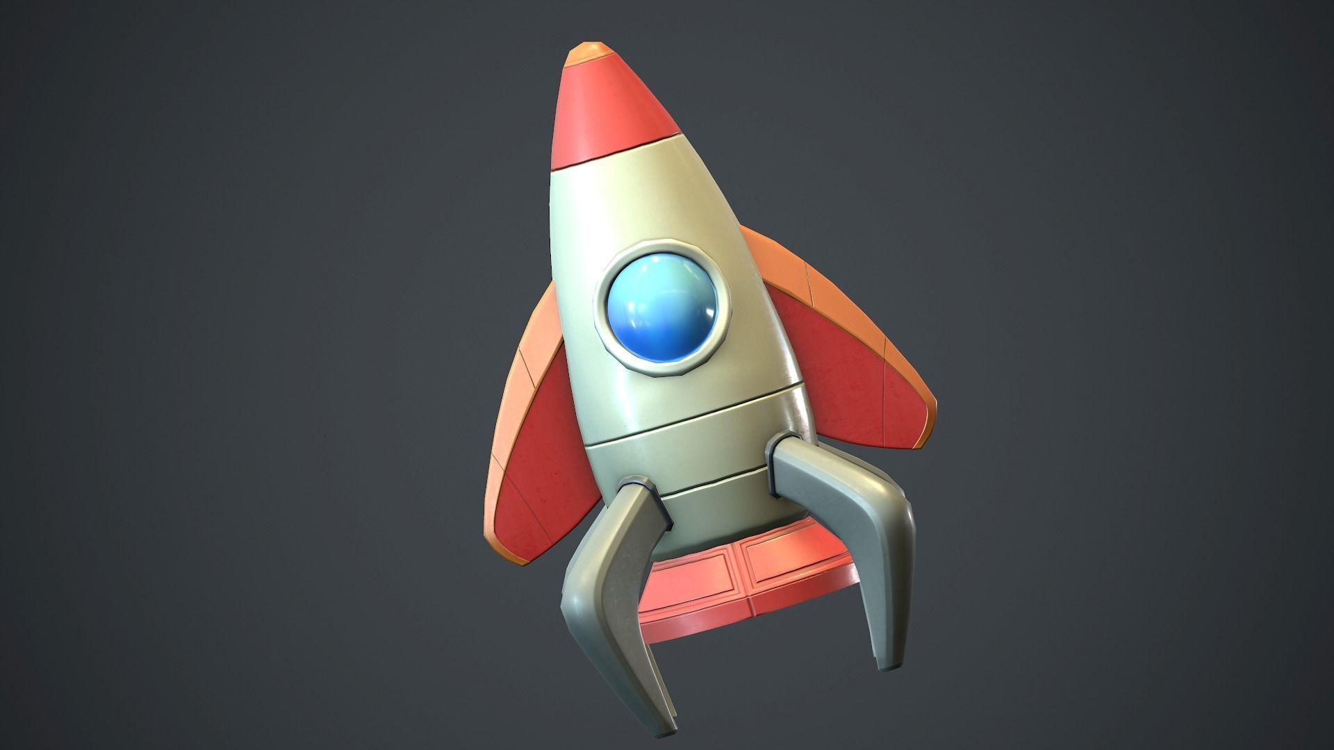 Cartoon Rocket PBR Game Ready  Low-poly 3D model_3