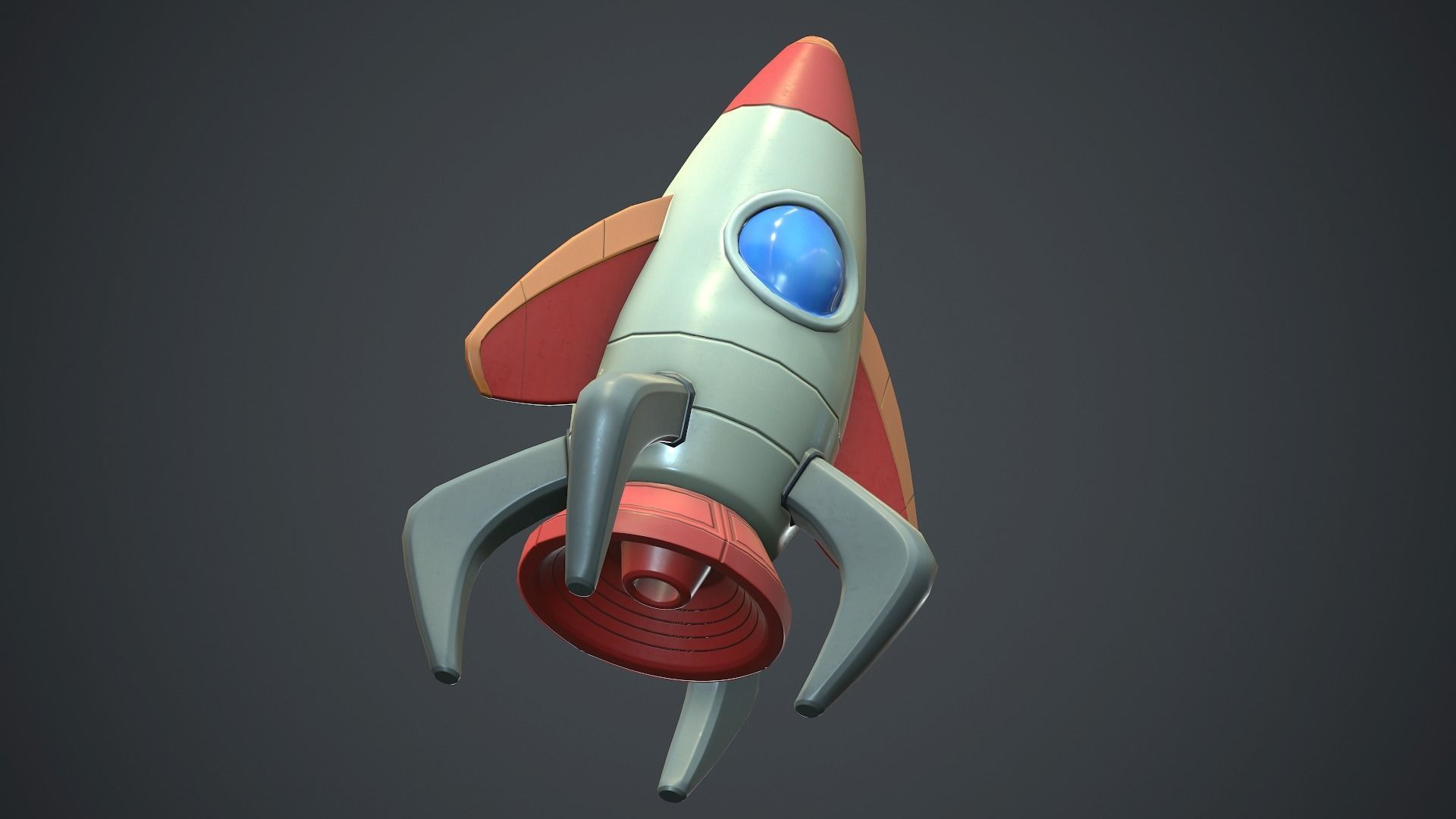 Cartoon Rocket PBR Game Ready  Low-poly 3D model_4