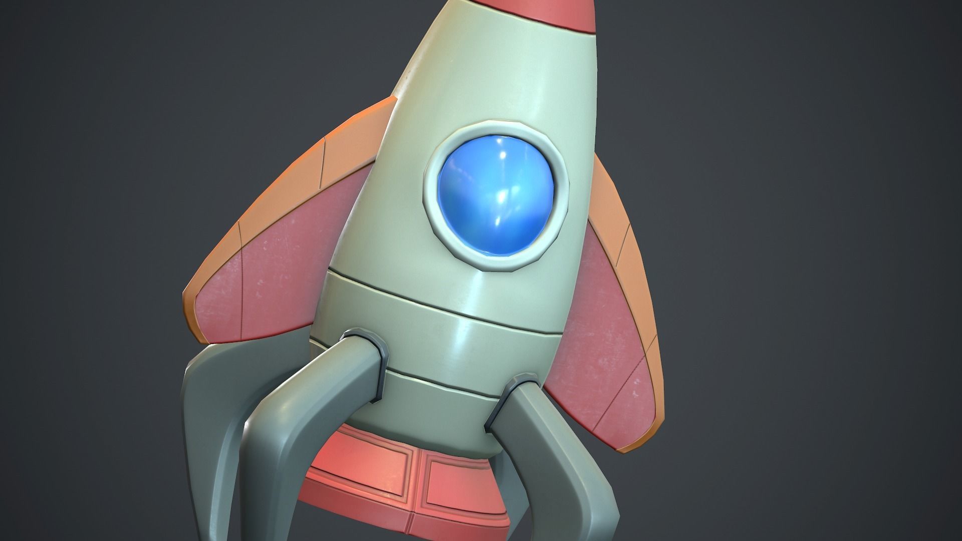 Cartoon Rocket PBR Game Ready  Low-poly 3D model_12
