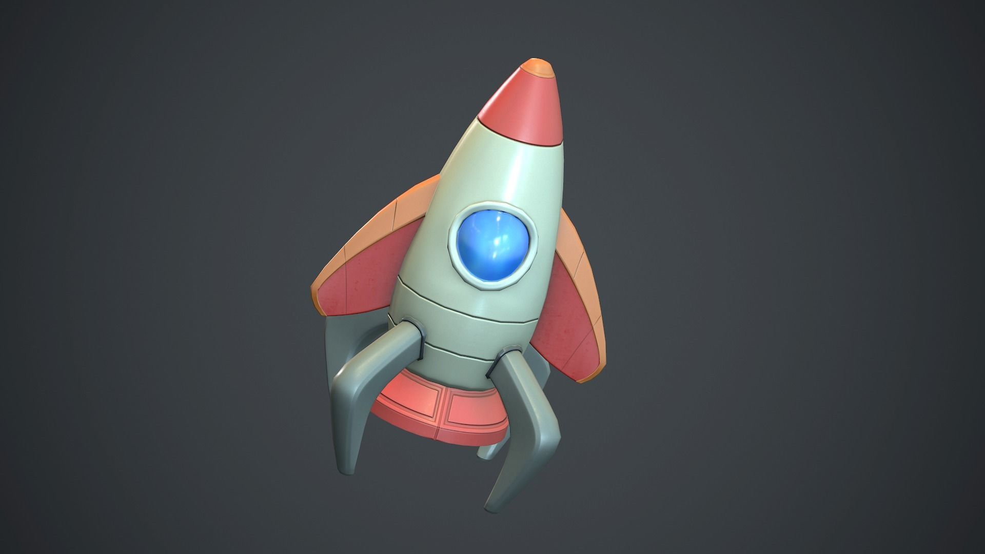 Cartoon Rocket PBR Game Ready  Low-poly 3D model_11