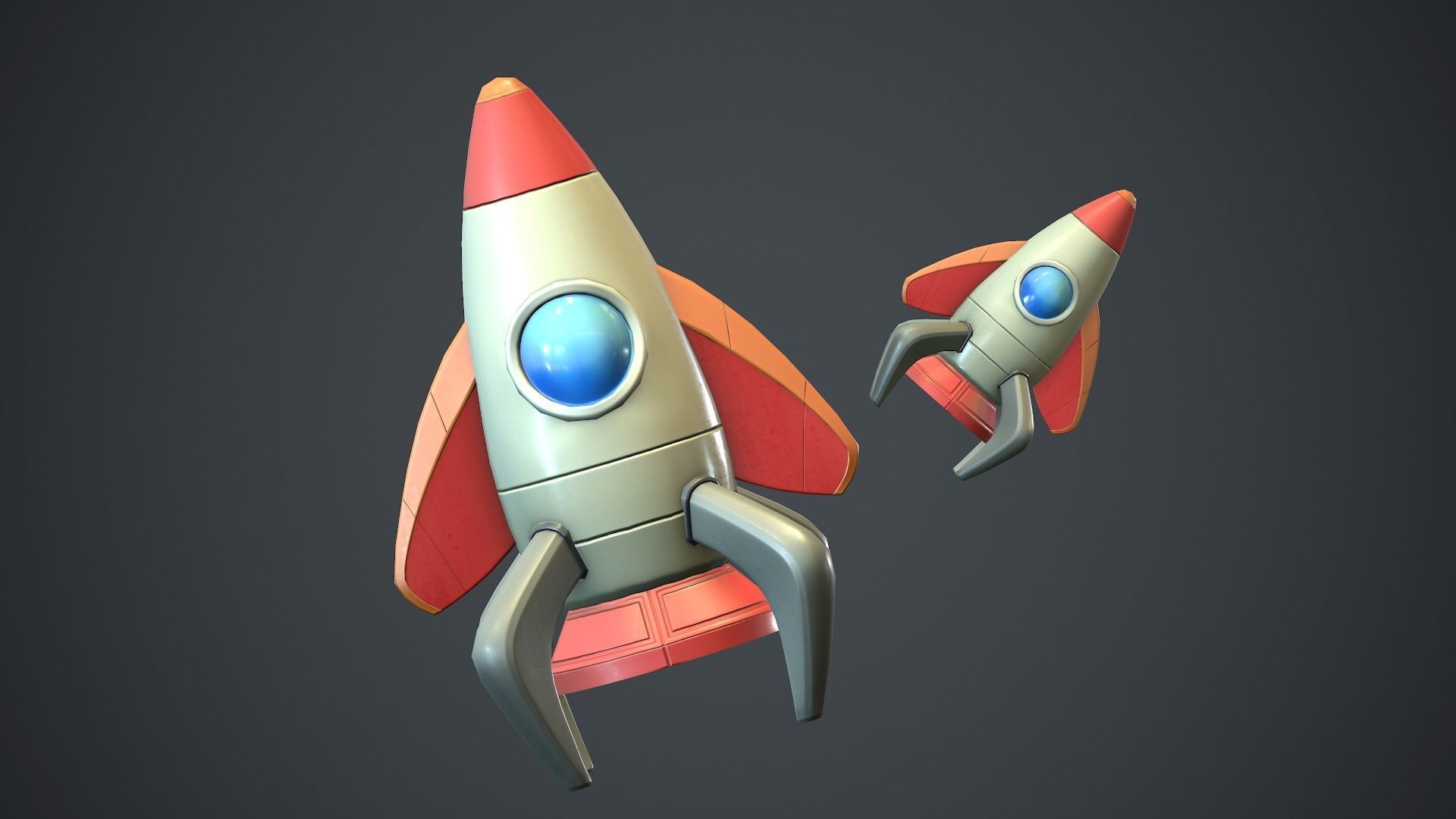 Cartoon Rocket PBR Game Ready  Low-poly 3D model_1