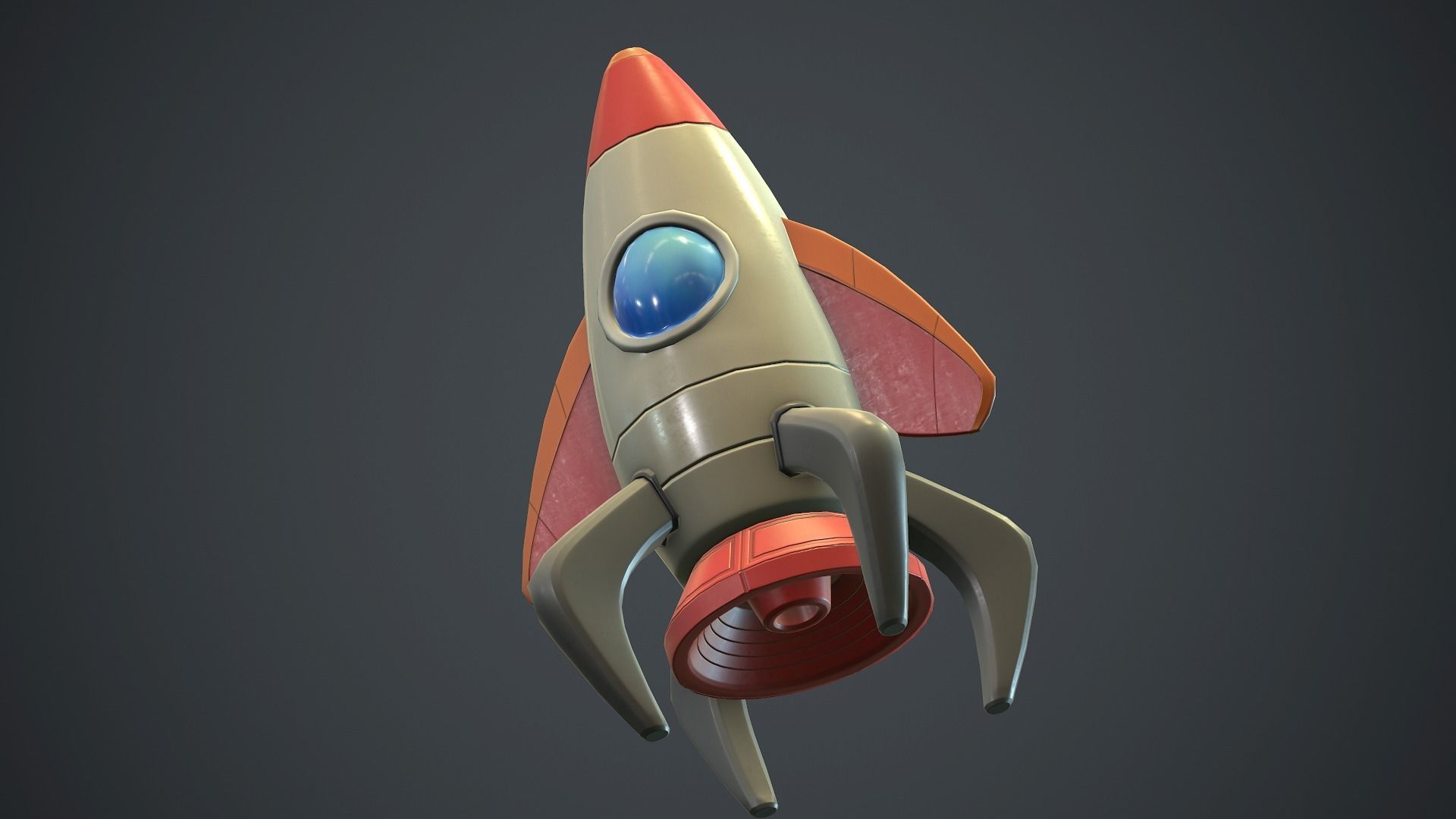 Cartoon Rocket PBR Game Ready  Low-poly 3D model_5