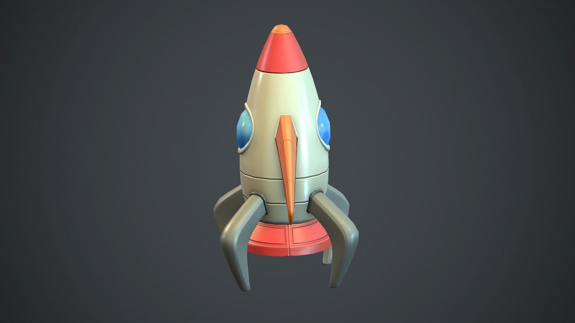 Cartoon Rocket PBR Game Ready  Low-poly 3D model_8