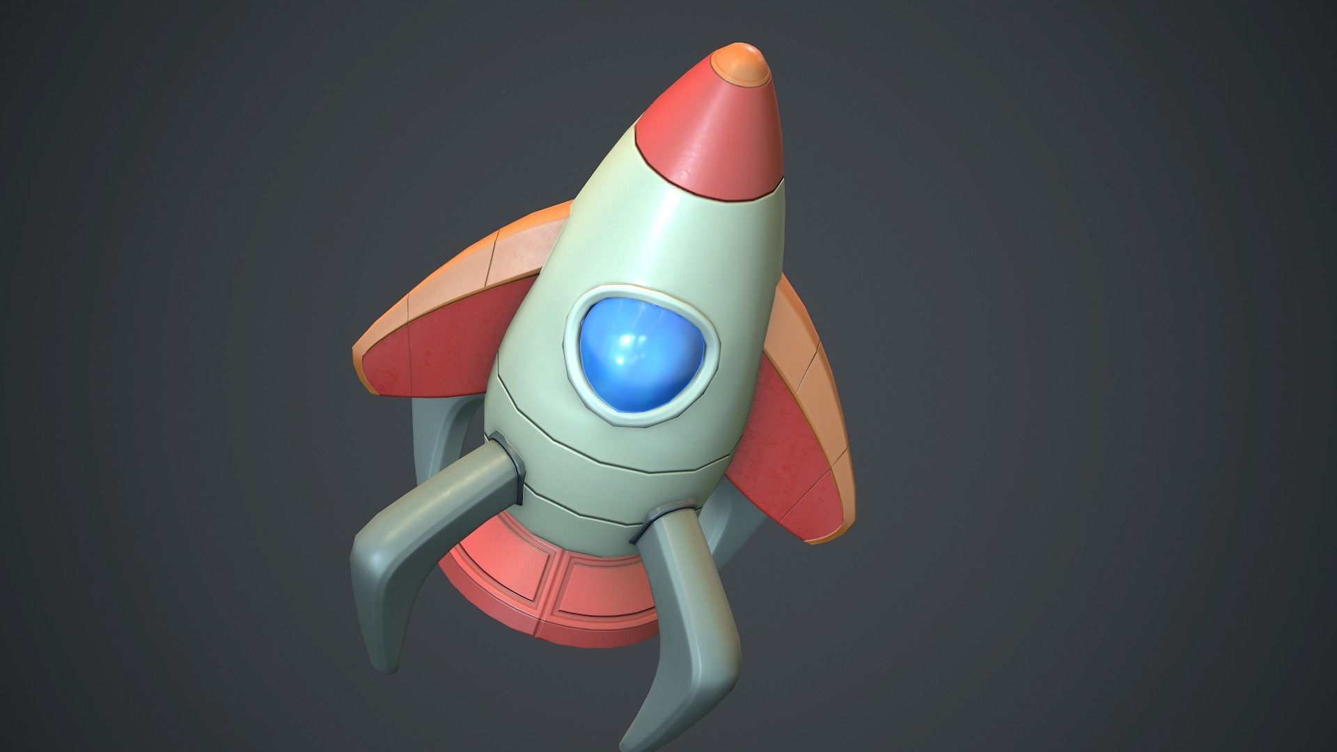 Cartoon Rocket PBR Game Ready  Low-poly 3D model_9