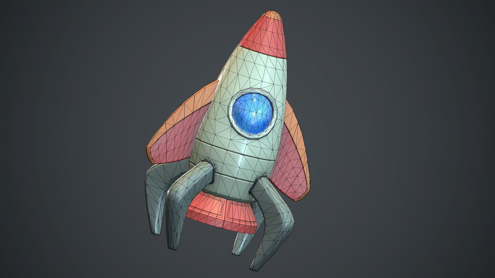 Cartoon Rocket PBR Game Ready  Low-poly 3D model_13