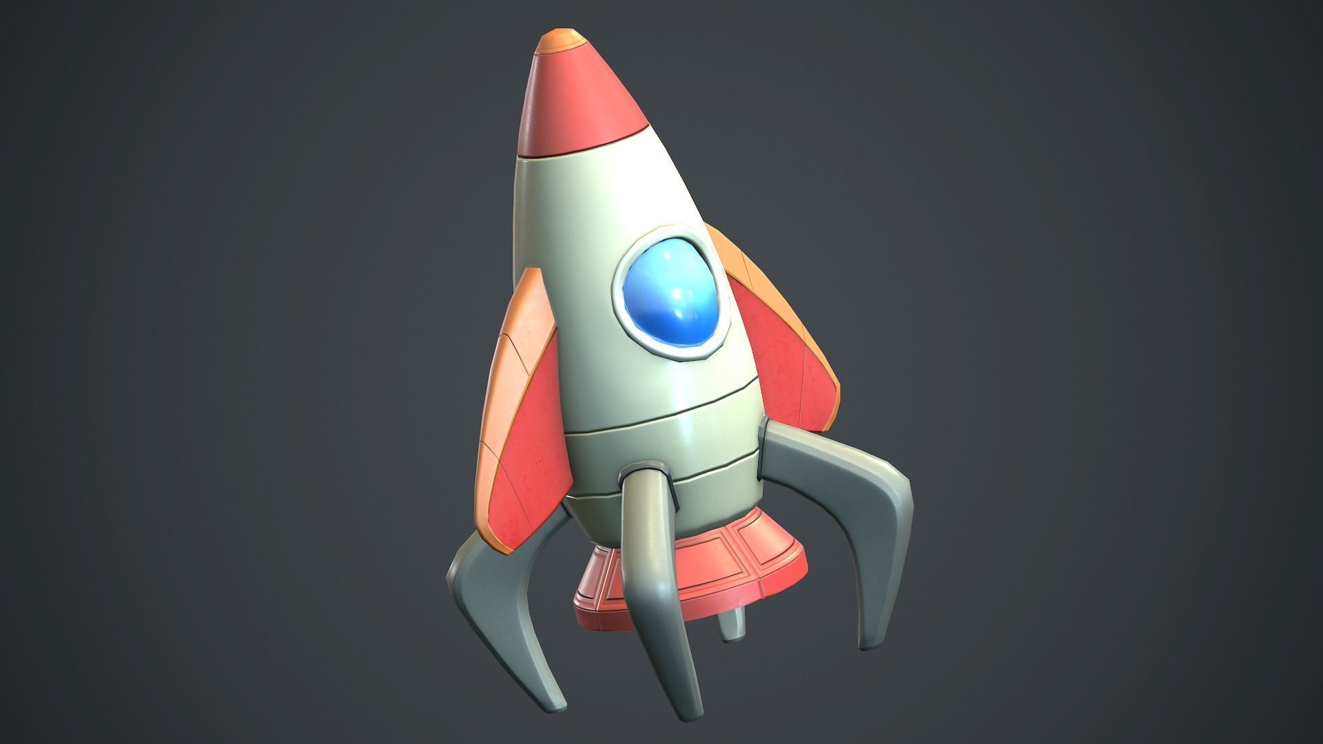 Cartoon Rocket PBR Game Ready  Low-poly 3D model_2
