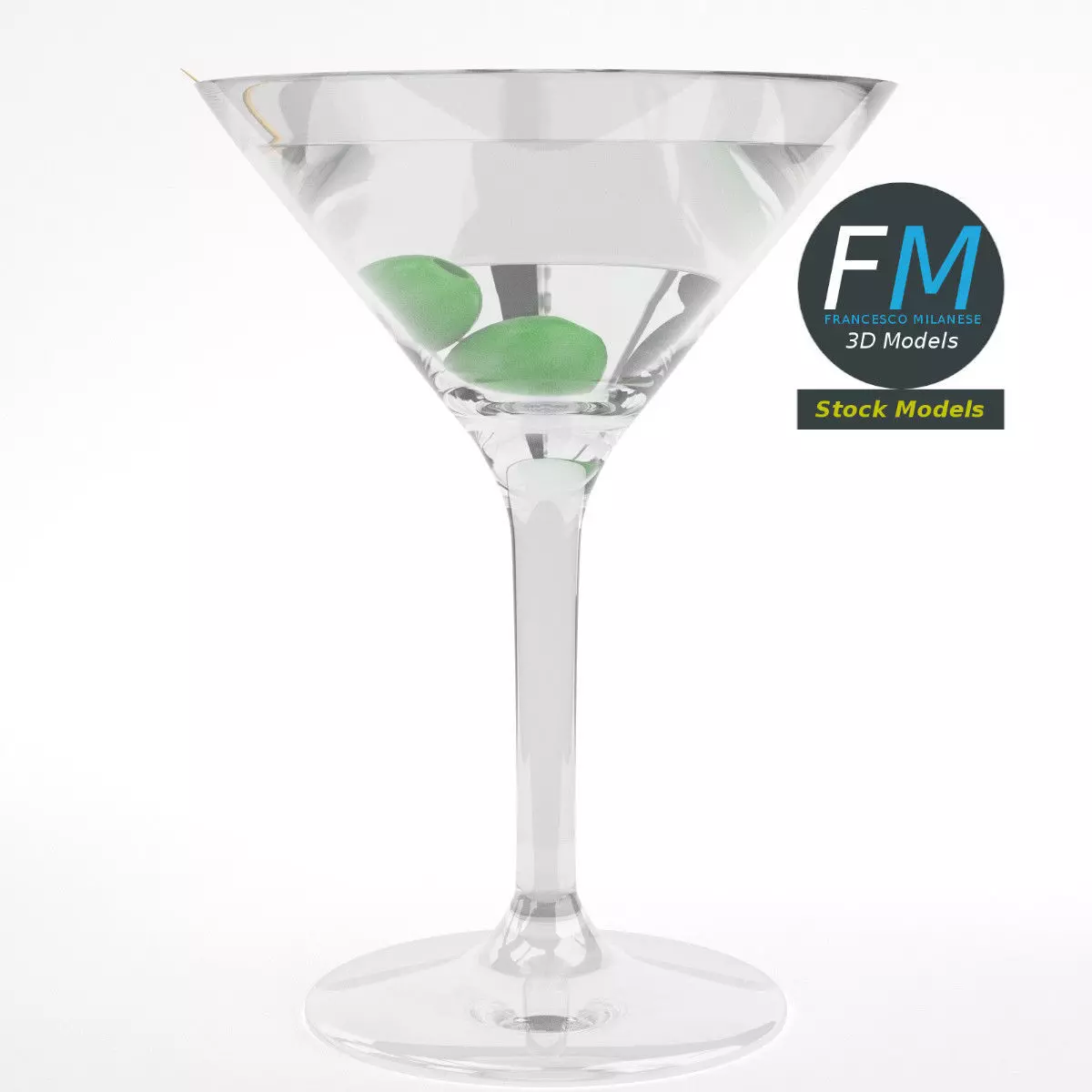 Cocktail with olives 3D model_0