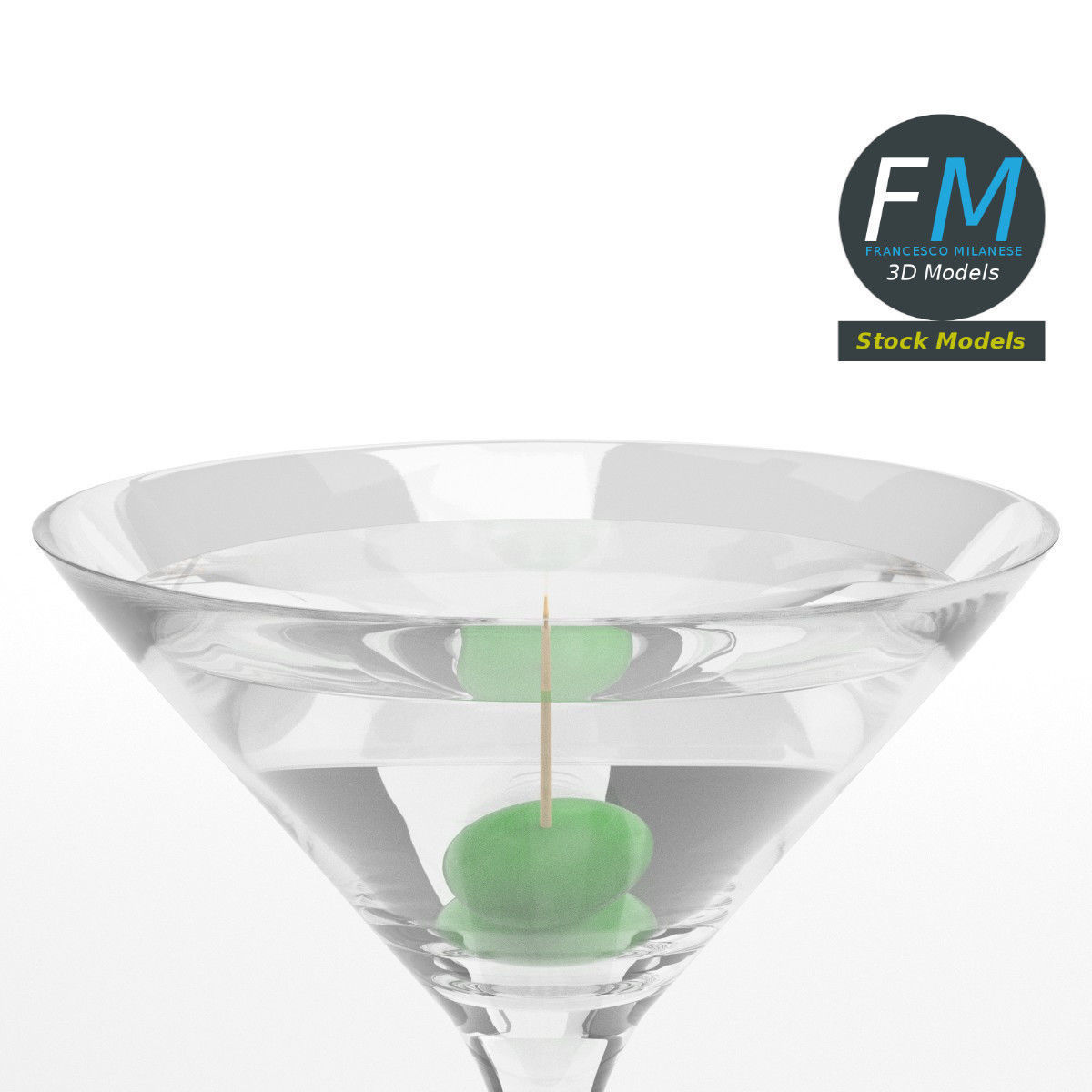 Cocktail with olives 3D model_4