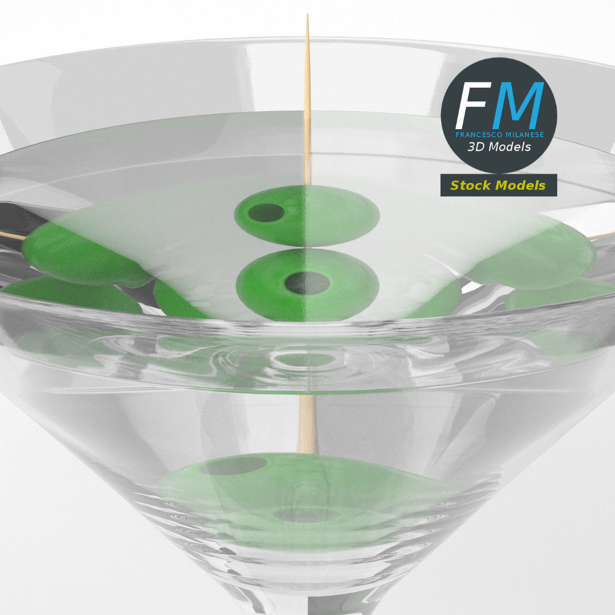 Cocktail with olives 3D model_5
