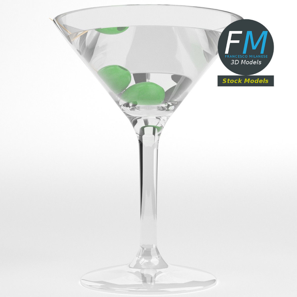 Cocktail with olives 3D model_3