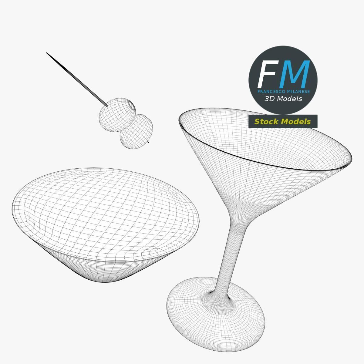 Cocktail with olives 3D model_8