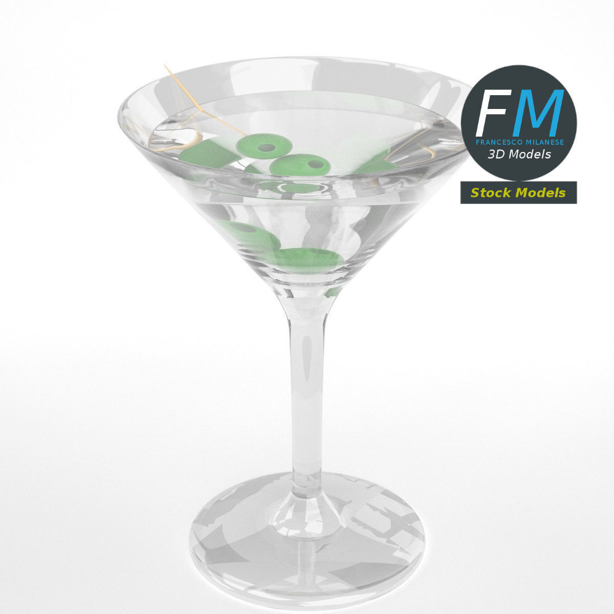 Cocktail with olives 3D model_2