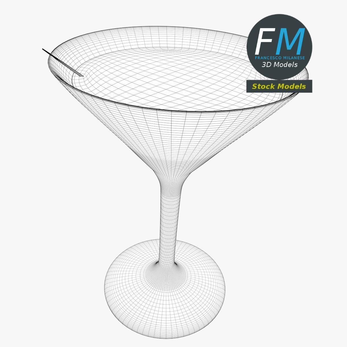 Cocktail with olives 3D model_7