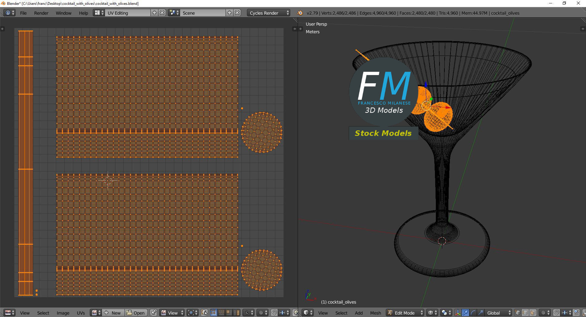 Cocktail with olives 3D model_10
