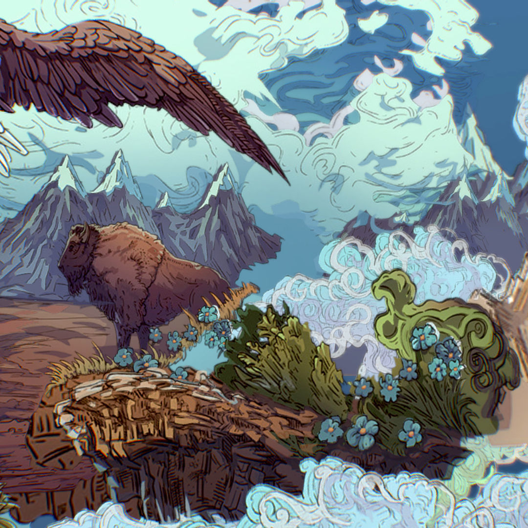 Landscape USA Scene Animated Paralax Low-poly 3D model_28