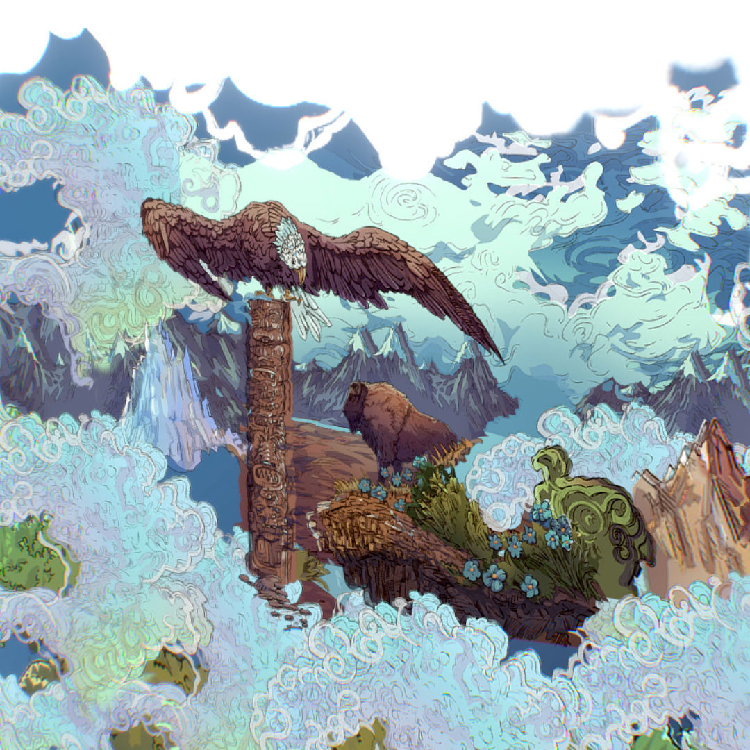 Landscape USA Scene Animated Paralax Low-poly 3D model_50