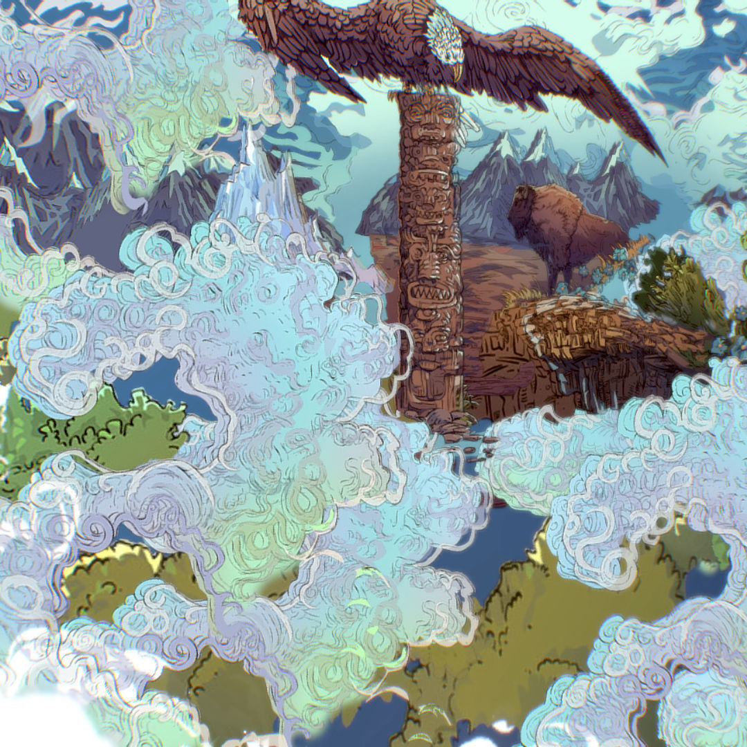 Landscape USA Scene Animated Paralax Low-poly 3D model_47