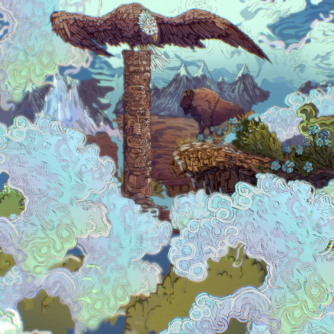 Landscape USA Scene Animated Paralax Low-poly 3D model_59