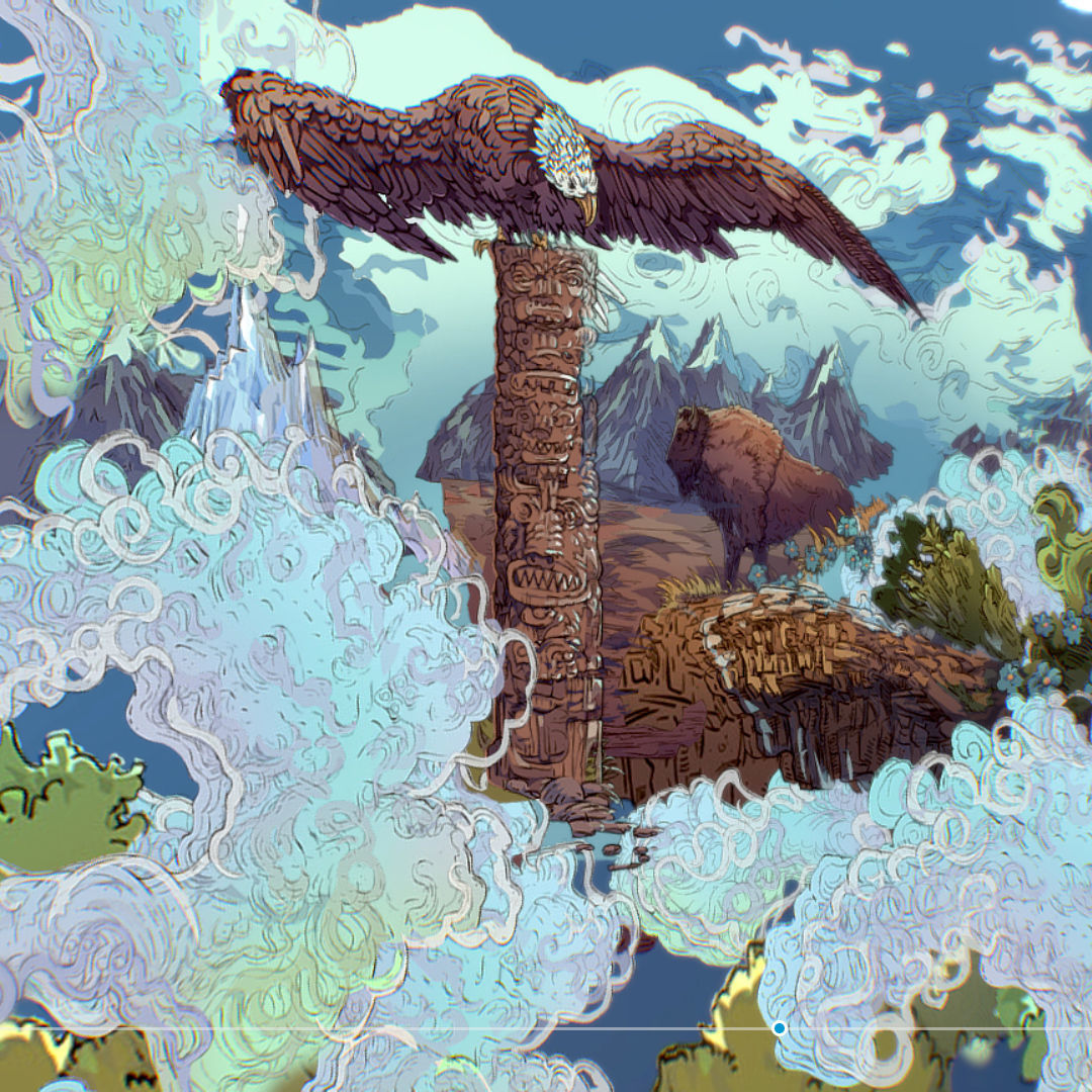 Landscape USA Scene Animated Paralax Low-poly 3D model_9