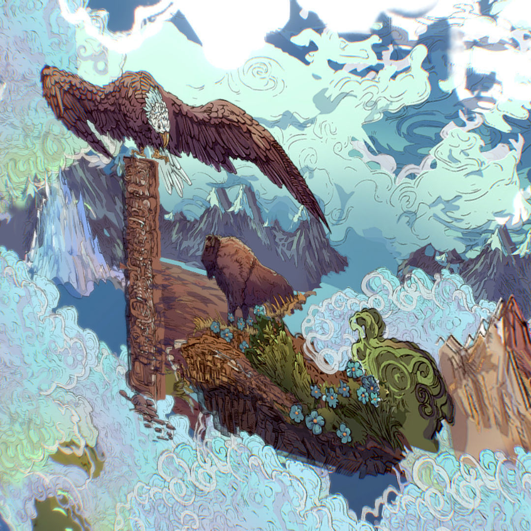 Landscape USA Scene Animated Paralax Low-poly 3D model_15