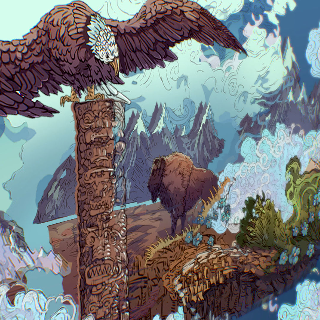 Landscape USA Scene Animated Paralax Low-poly 3D model_41