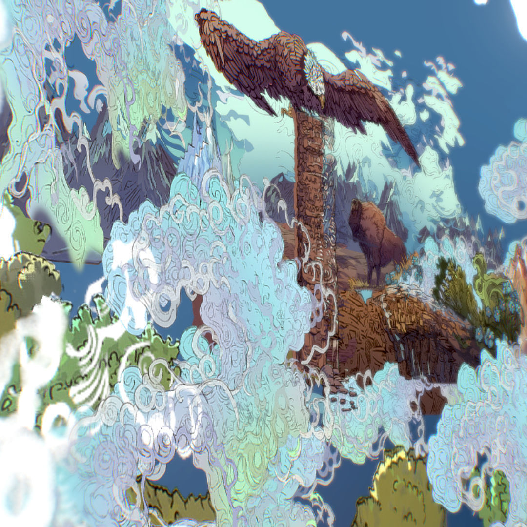 Landscape USA Scene Animated Paralax Low-poly 3D model_19