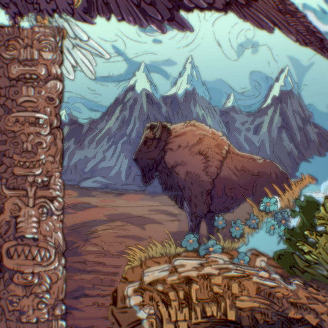 Landscape USA Scene Animated Paralax Low-poly 3D model_45