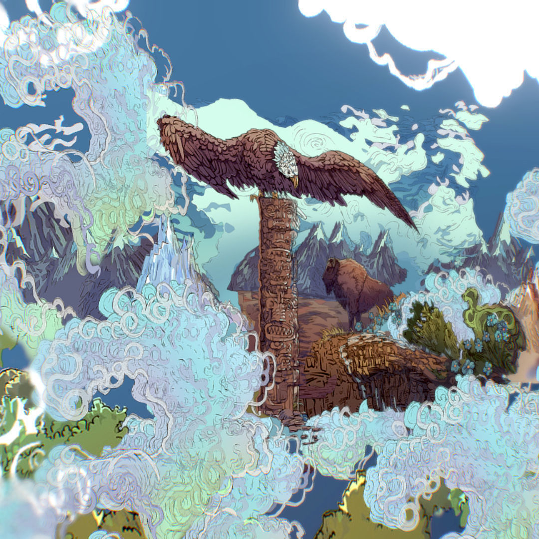 Landscape USA Scene Animated Paralax Low-poly 3D model_48