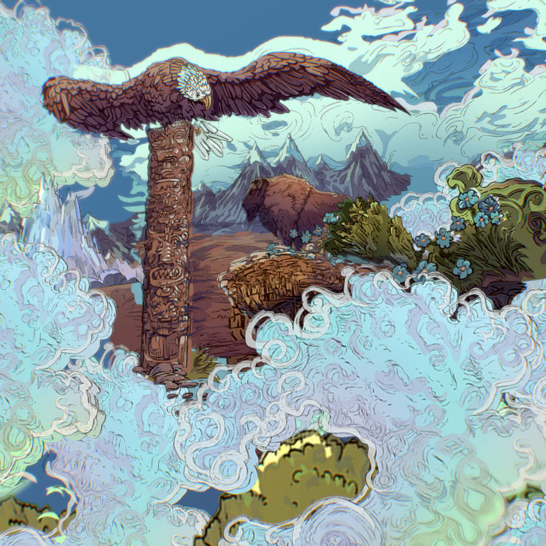 Landscape USA Scene Animated Paralax Low-poly 3D model_12