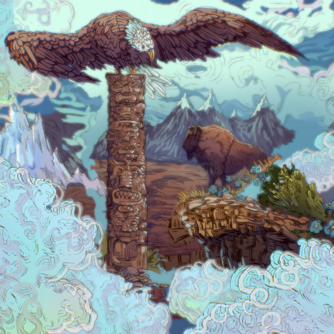 Landscape USA Scene Animated Paralax Low-poly 3D model_43