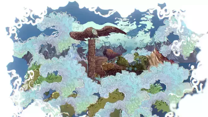 Animated Paralax Landscape USA Scene Low-poly 3D model