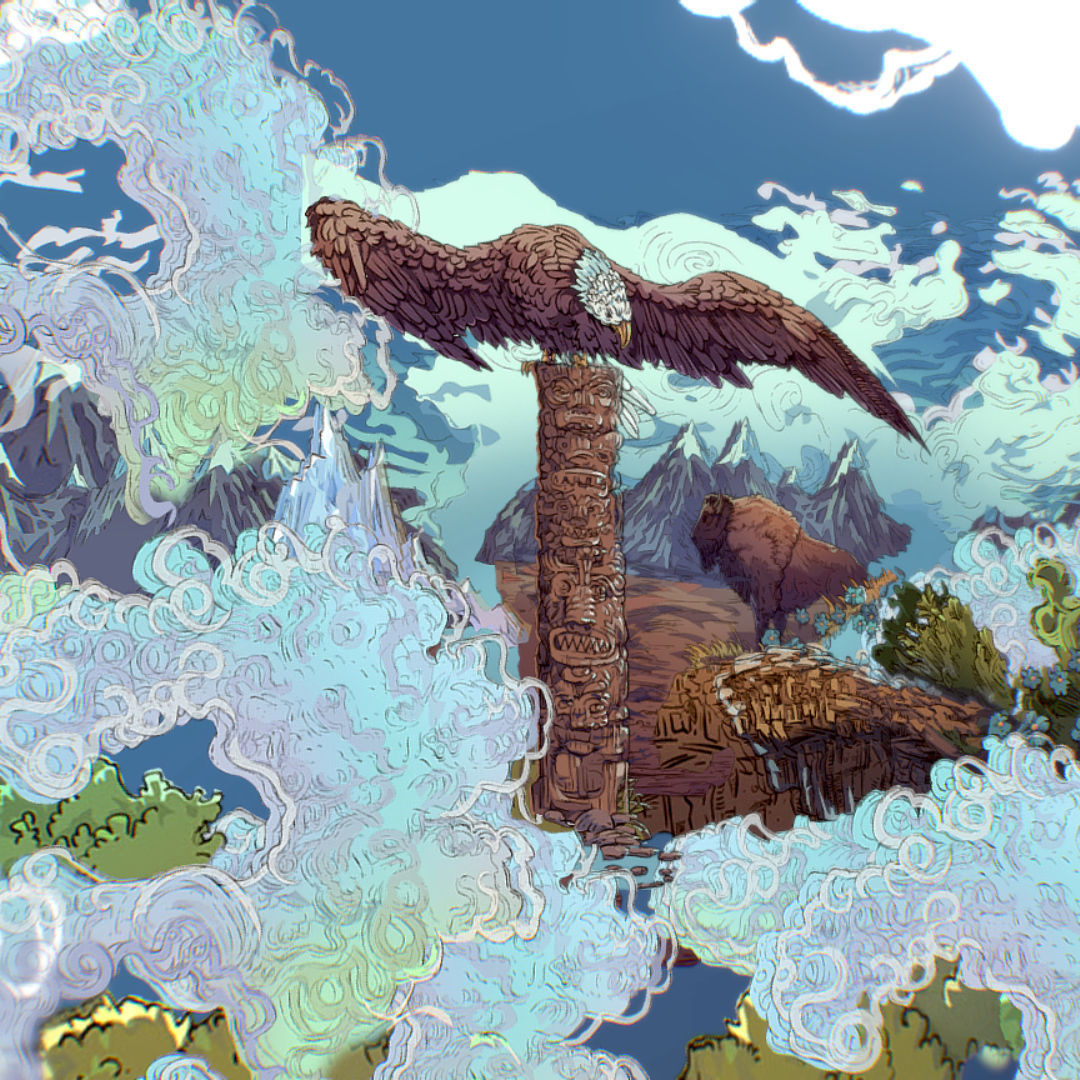 Landscape USA Scene Animated Paralax Low-poly 3D model_52