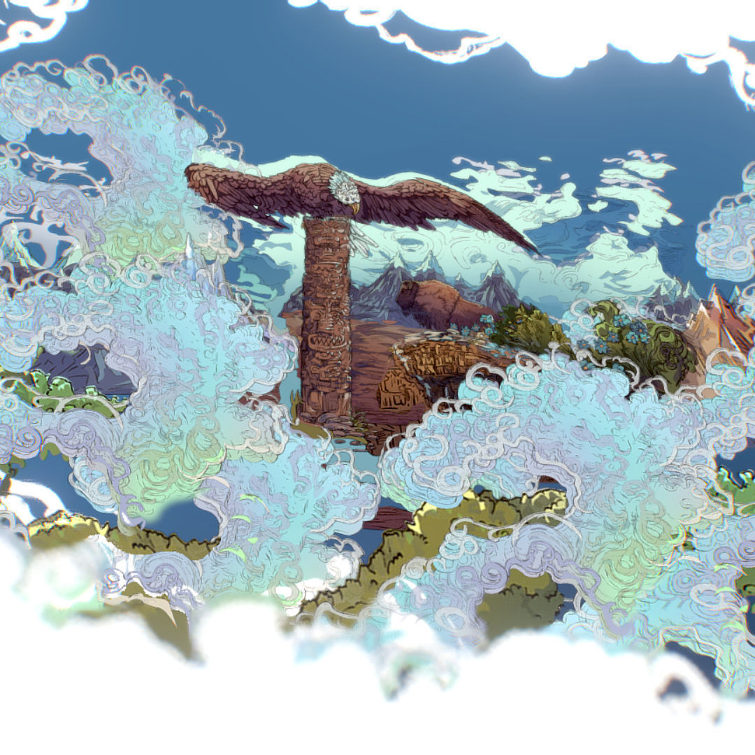 Landscape USA Scene Animated Paralax Low-poly 3D model_7