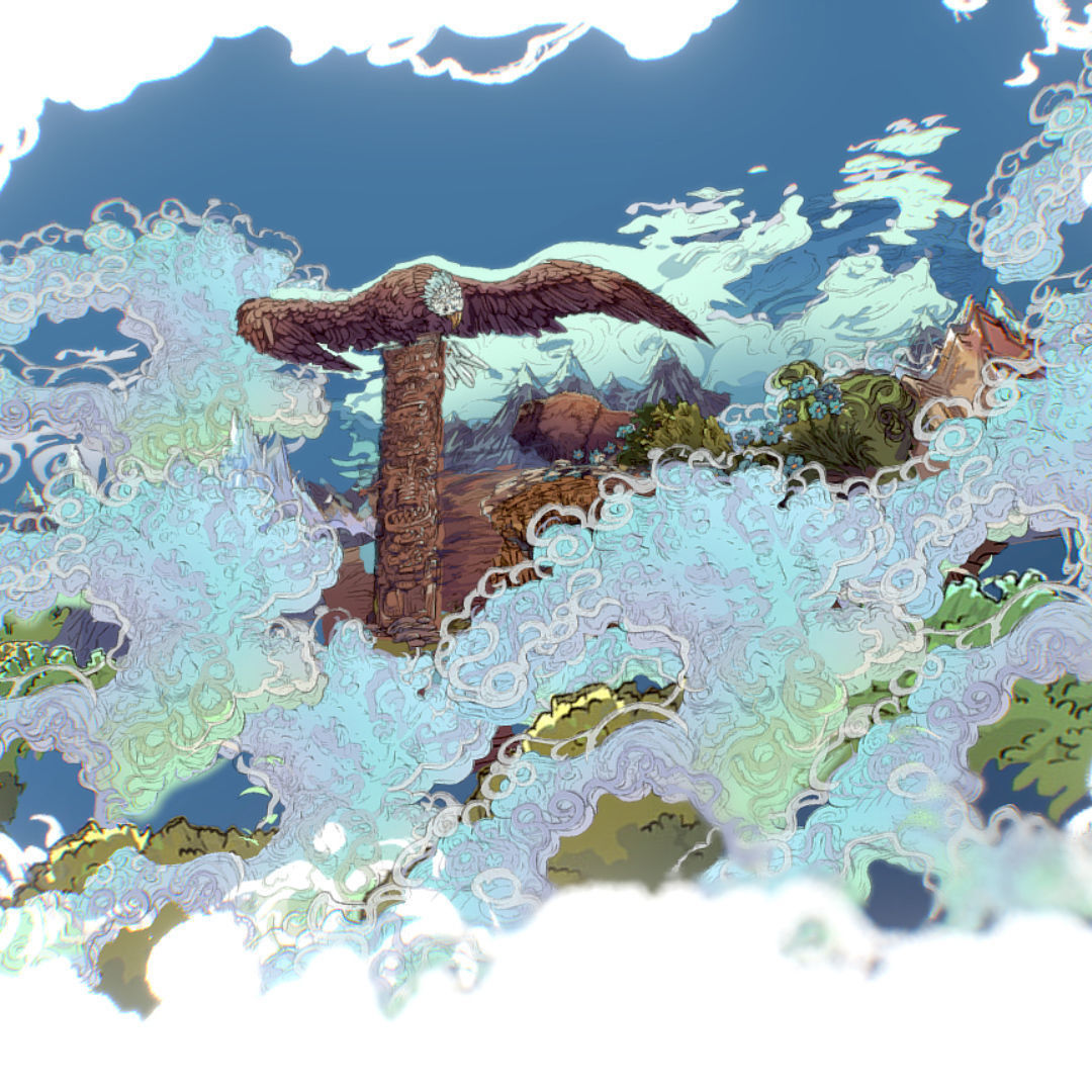 Landscape USA Scene Animated Paralax Low-poly 3D model_20